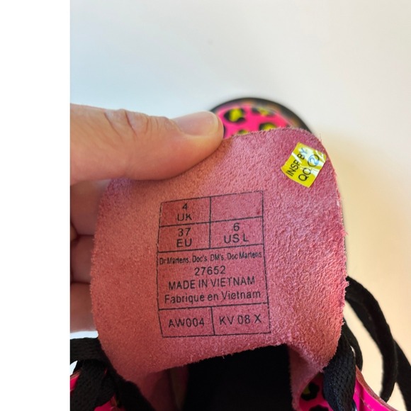 Dr Martens 1460 Neon Pink Lime Leopard Print Patent Leather Boots  Womens 6 - Picture 6 of 7